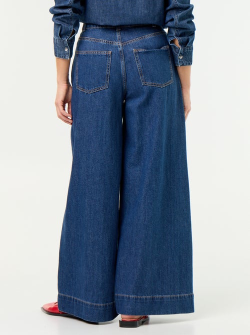 Calças de ganga wide leg com recortes nos bolsos - Kiabi