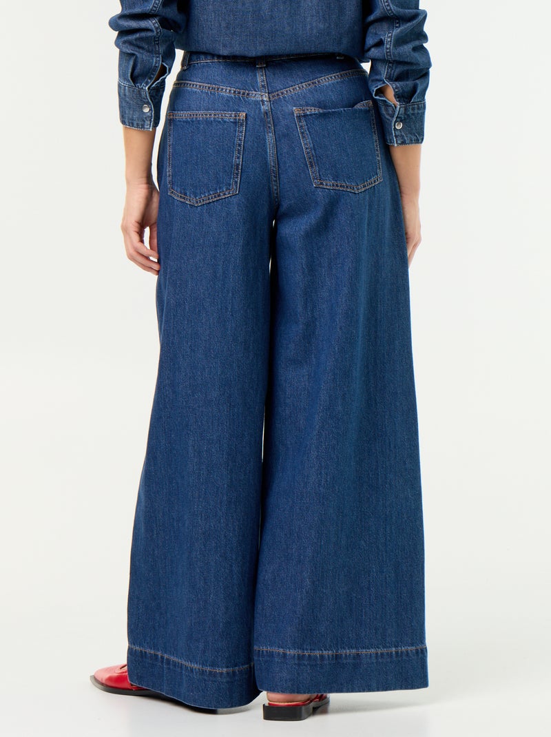 Calças de ganga wide leg com recortes nos bolsos Azul - Kiabi