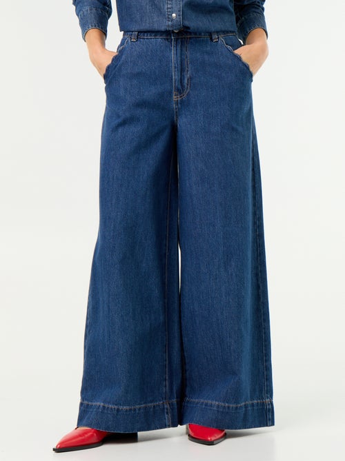Calças de ganga wide leg com recortes nos bolsos - Kiabi