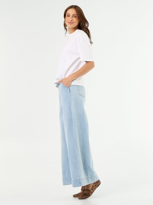 Calças de ganga wide leg com recortes nos bolsos - Kiabi