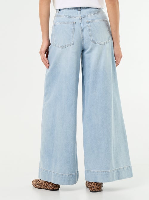 Calças de ganga wide leg com recortes nos bolsos - Kiabi