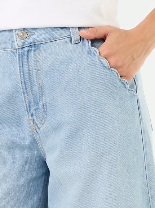 Calças de ganga wide leg com recortes nos bolsos - Kiabi
