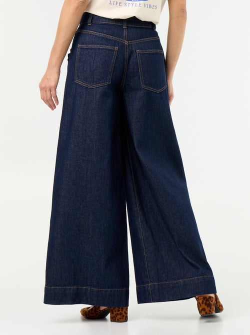 Calças de ganga wide leg com recortes nos bolsos - Kiabi