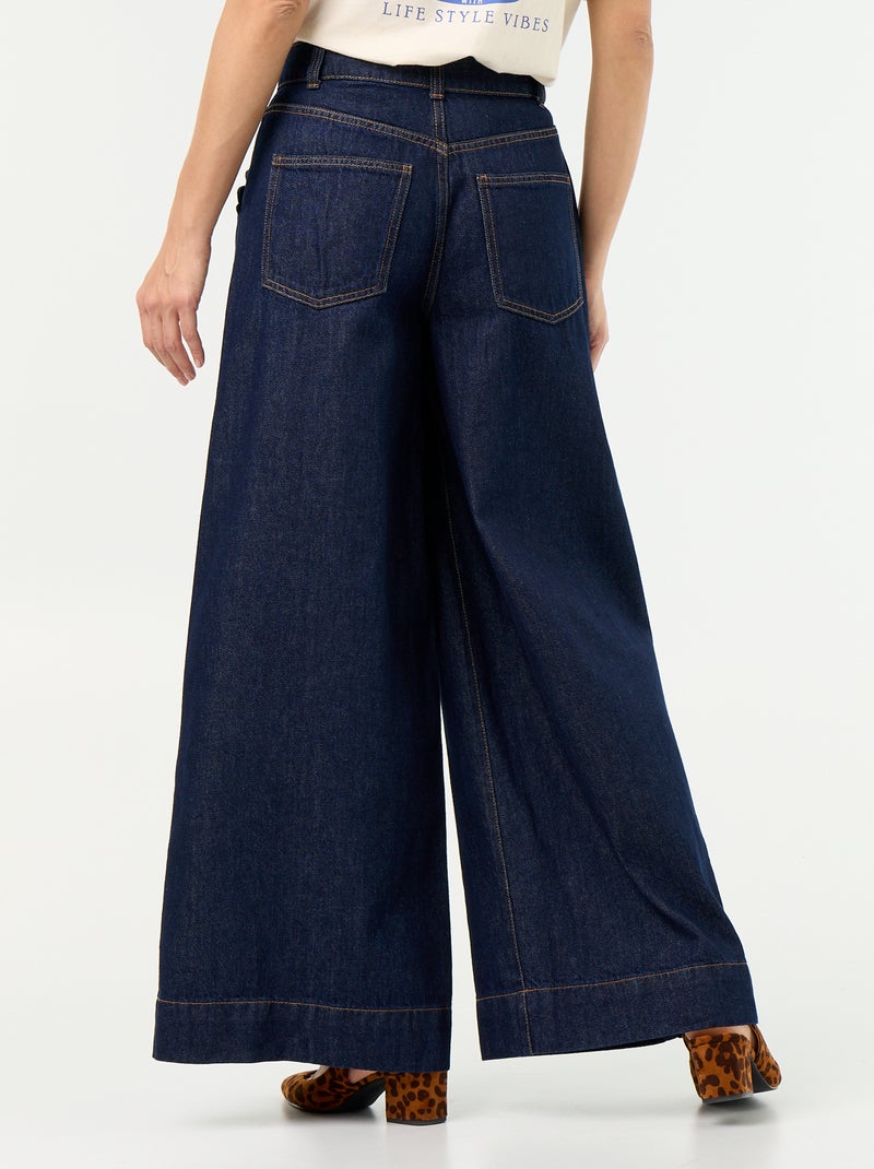 Calças de ganga wide leg com recortes nos bolsos Azul - Kiabi