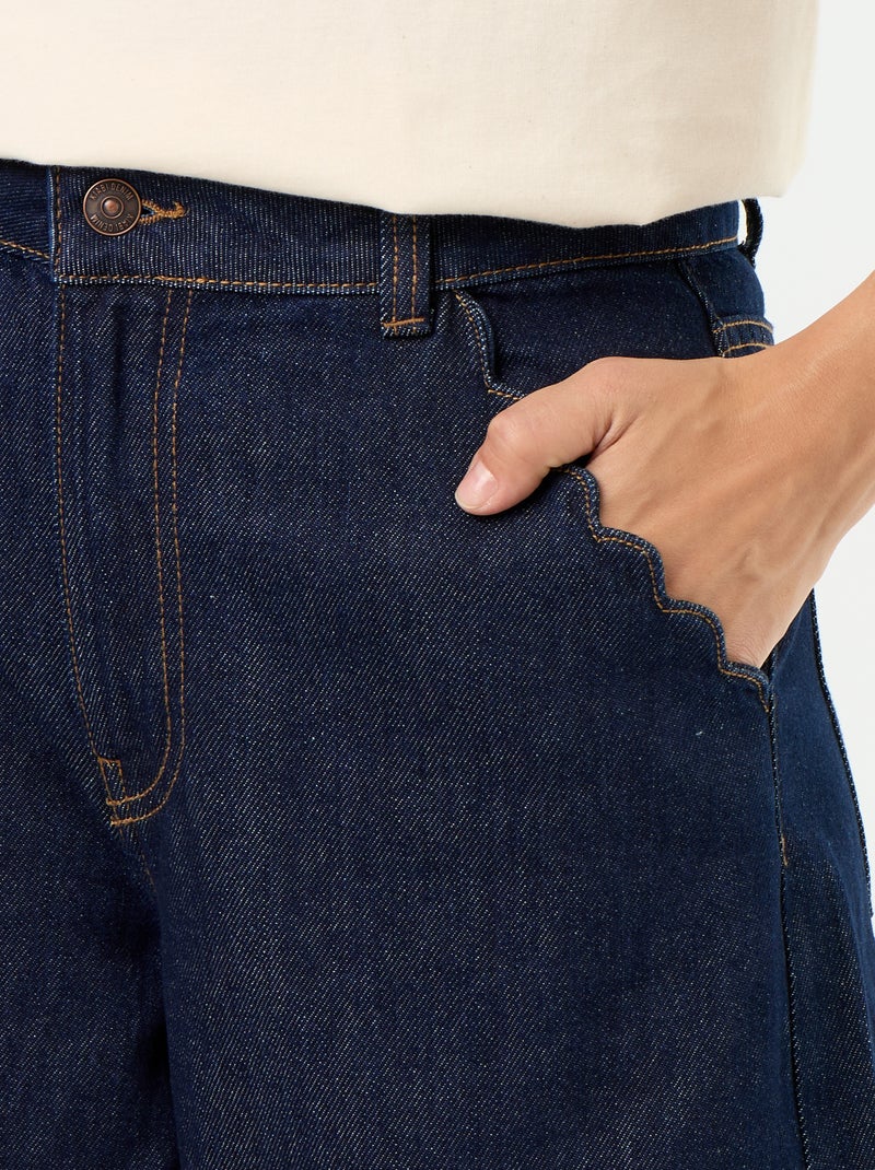 Calças de ganga wide leg com recortes nos bolsos Azul - Kiabi