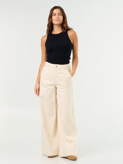 Calças de ganga wide leg com recortes nos bolsos - Kiabi