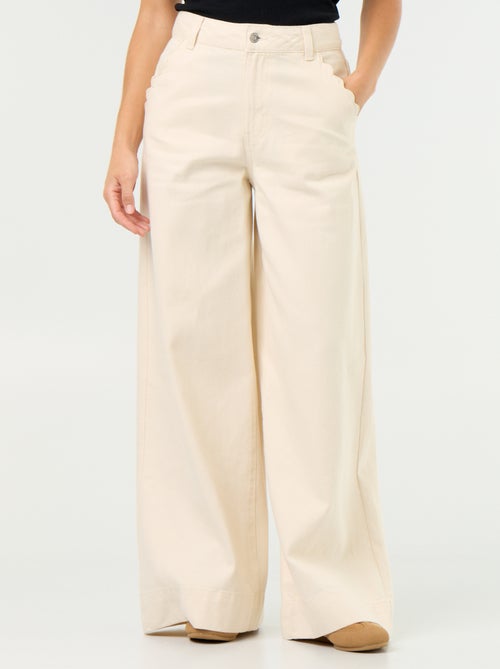 Calças de ganga wide leg com recortes nos bolsos - Kiabi