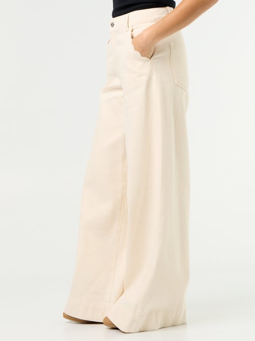 Calças de ganga wide leg com recortes nos bolsos - Kiabi