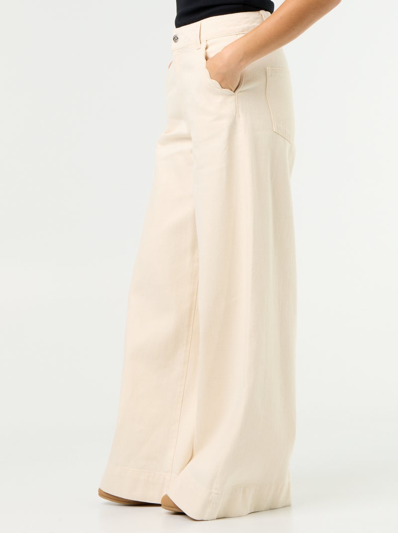 Calças de ganga wide leg com recortes nos bolsos Branco - Kiabi