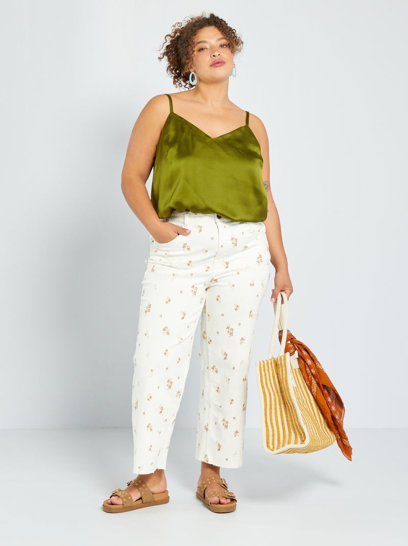 Calças de ganga wide leg corte largo BRANCO - Kiabi