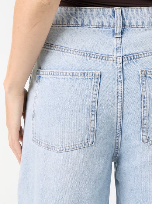 Calças de ganga wide leg / corte largo com molas falsas nas laterais - Kiabi