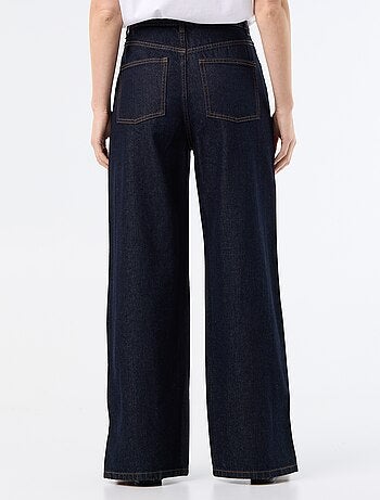 Calças de ganga wide leg / corte largo com molas falsas nas laterais