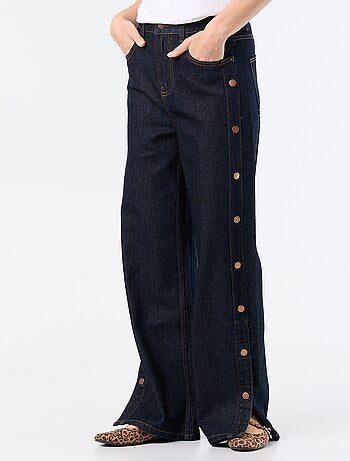 Calças de ganga wide leg / corte largo com molas falsas nas laterais
