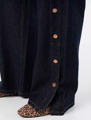Calças de ganga wide leg / corte largo com molas falsas nas laterais