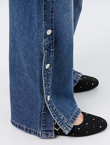 Calças de ganga wide leg / corte largo com molas falsas nas laterais