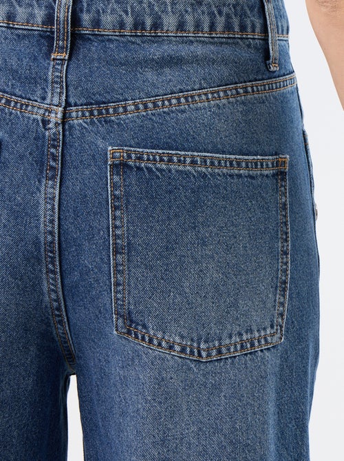 Calças de ganga wide leg / corte largo com molas falsas nas laterais - Kiabi