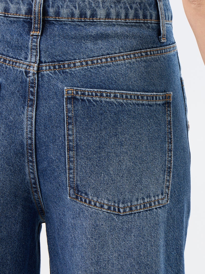Calças de ganga wide leg / corte largo com molas falsas nas laterais Azul - Kiabi