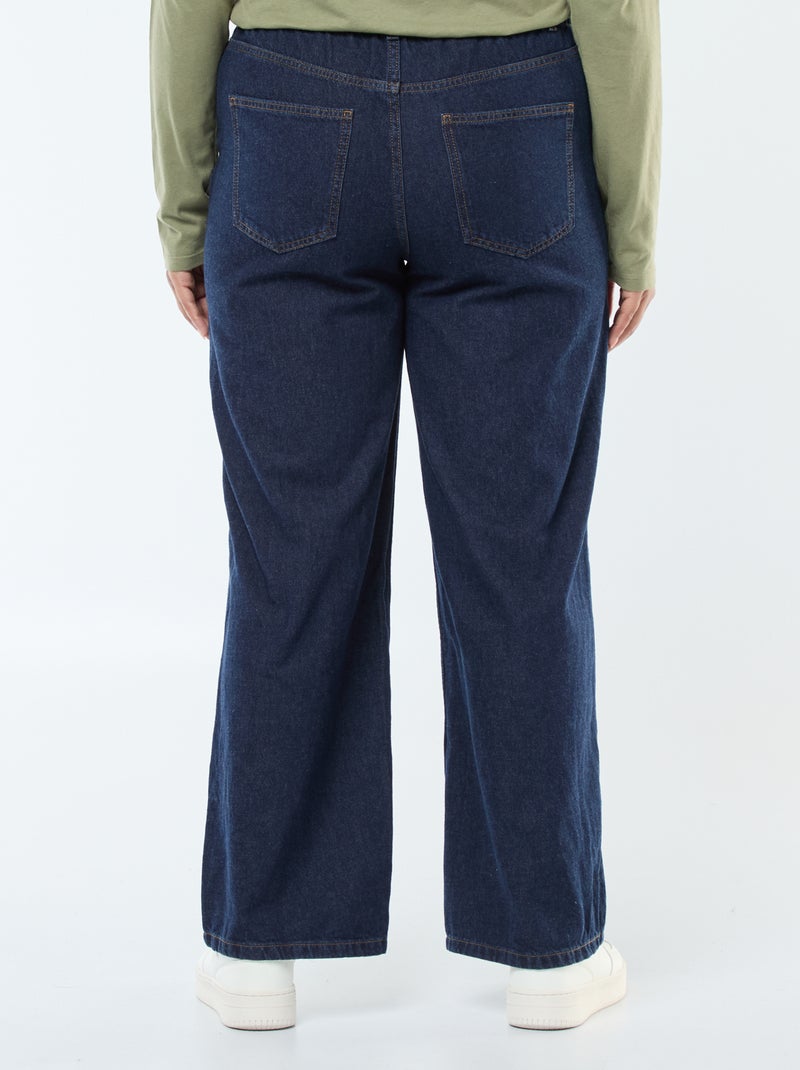 Calças de ganga wide-leg / corte largo e cós elástico Azul - Kiabi