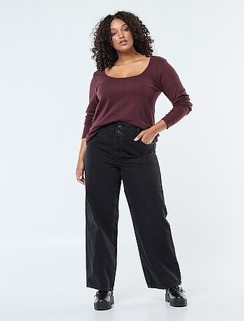 Calças de ganga wide-leg / corte largo e cós elástico