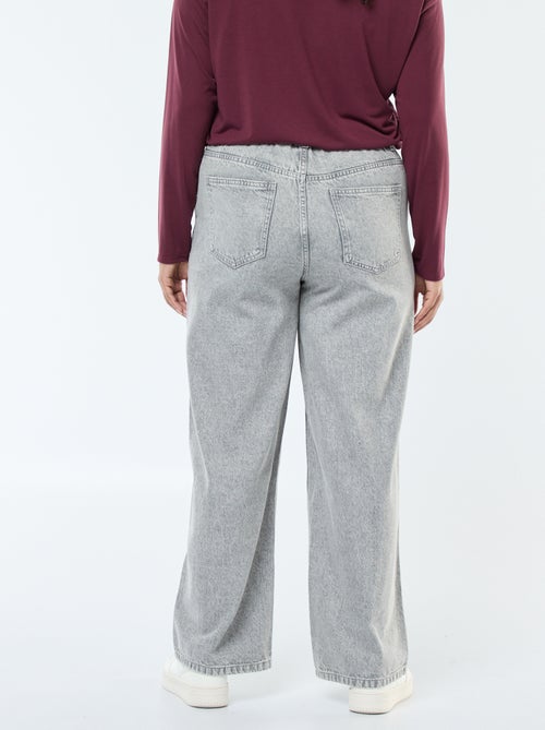 Calças de ganga wide-leg / corte largo e cós elástico - Kiabi