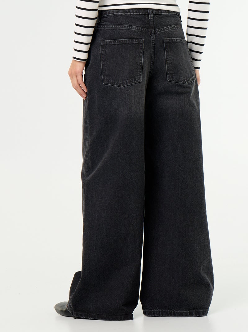 Calças de ganga wide leg / corte largo Preto - Kiabi