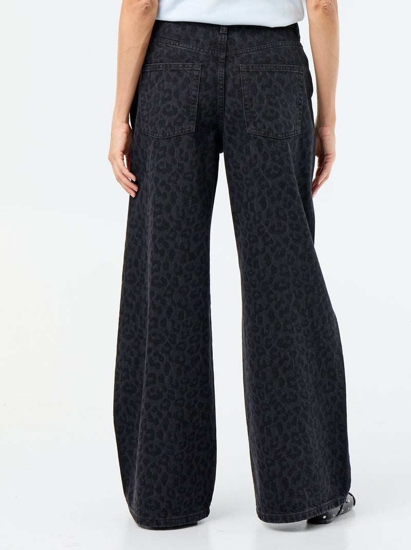 Calças de ganga wide leg / corte largo Preto - Kiabi