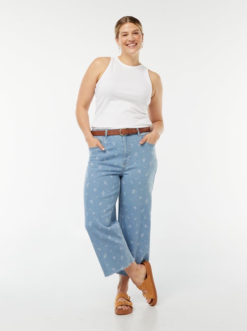 Calças de ganga wide-leg cropped - Kiabi