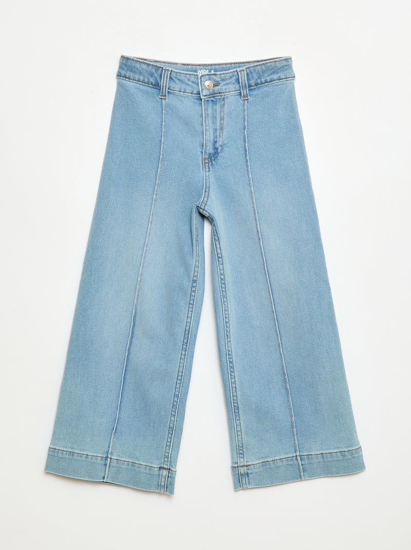 Calças de ganga wide leg cropped Azul - Kiabi