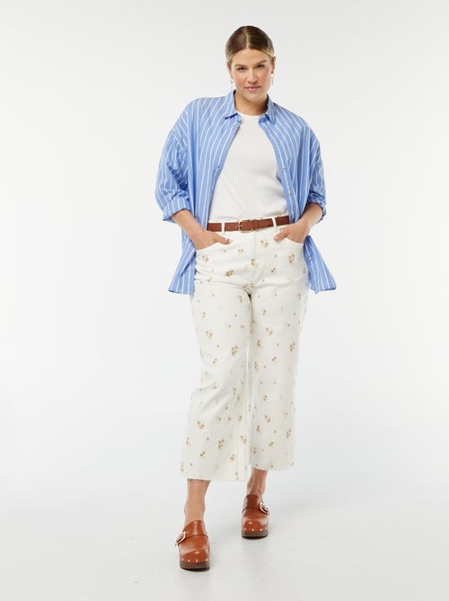 Calças de ganga wide-leg cropped - Kiabi