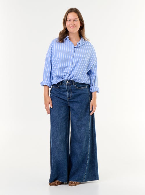Calças de ganga wide leg e bainha desfiada - Kiabi Calças de ganga wide leg e bainha desfiada - Kiabi
