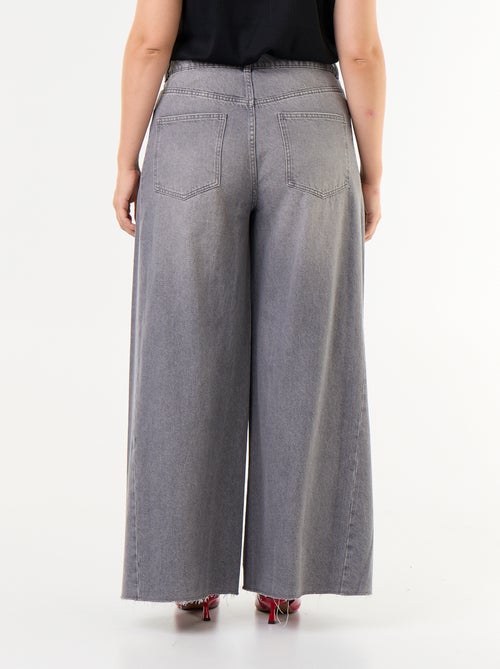 Calças de ganga wide leg e bainha desfiada - Kiabi