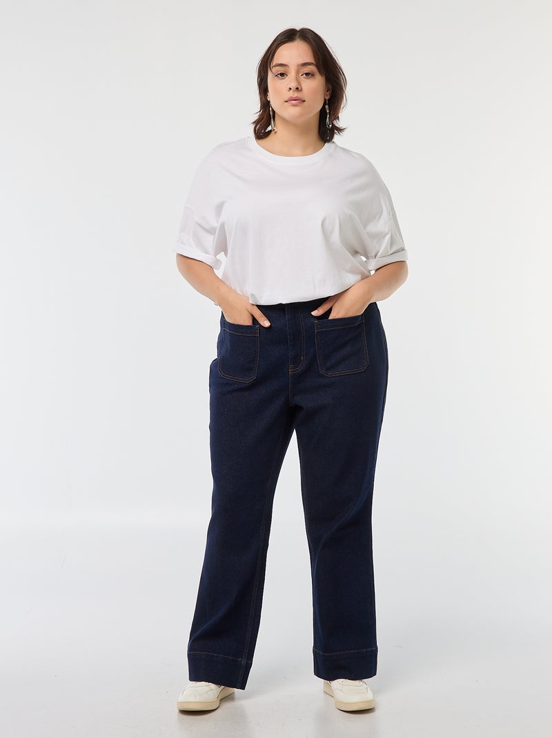 Calças de ganga wide leg em bruto Azul - Kiabi