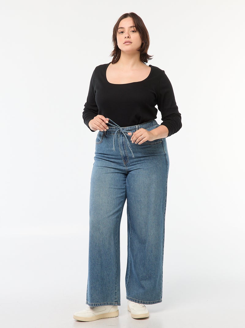 Calças de ganga wide leg em bruto Azul - Kiabi