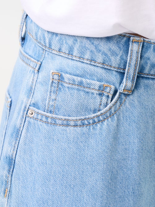 Calças de ganga wide leg largas com laços fantasia na bainha - Kiabi