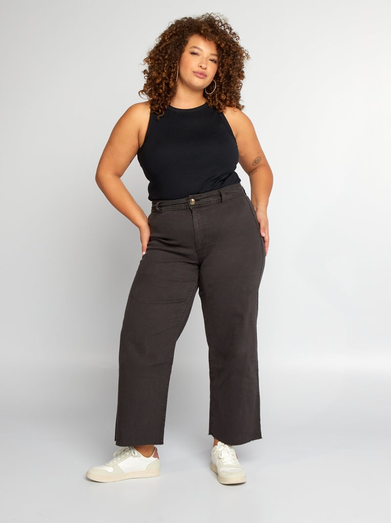 Calças de ganga wide-leg / largas Preto - Kiabi