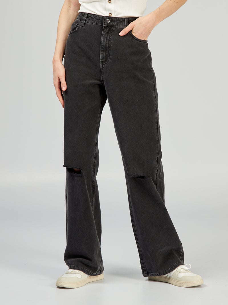 Calças de ganga wide leg PRETO - Kiabi