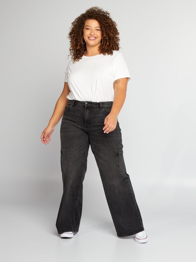 Calças de ganga wide-leg PRETO - Kiabi