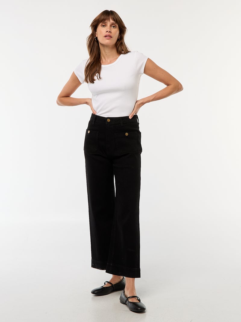 Calças de ganga wide leg Preto - Kiabi