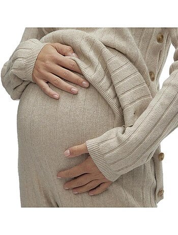 Calças de Grávida Bege Mamalicious Lana para Mulher
