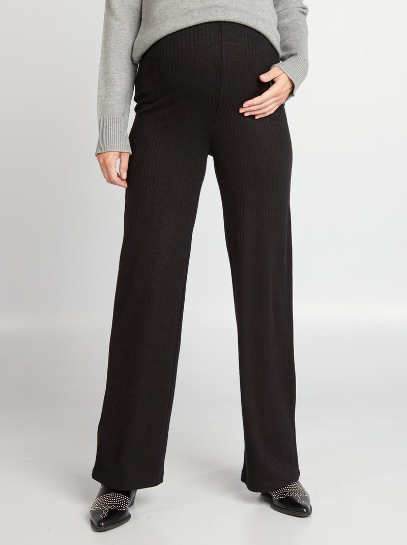 Calças de grávida caneladas Preto - Kiabi