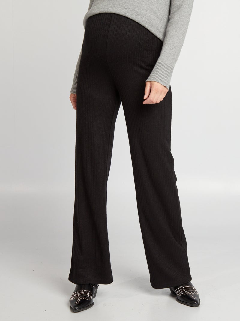Calças de grávida caneladas Preto - Kiabi
