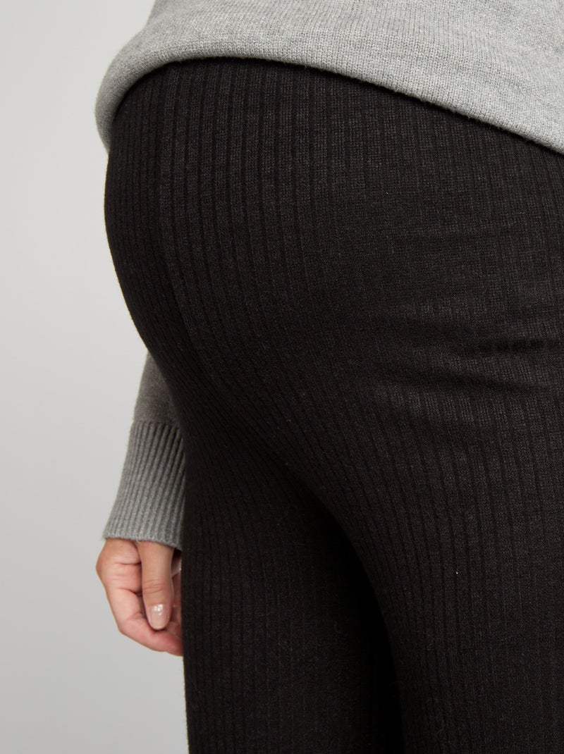 Calças de grávida caneladas Preto - Kiabi