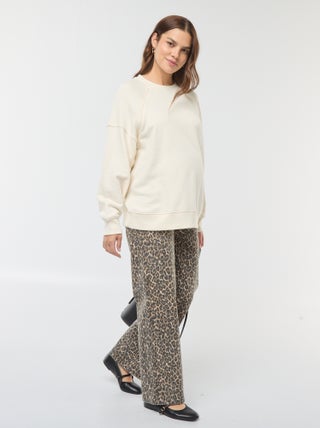 Calças de grávida wide-leg com estampado leopardo