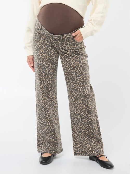 Calças de grávida wide-leg com estampado leopardo - Kiabi