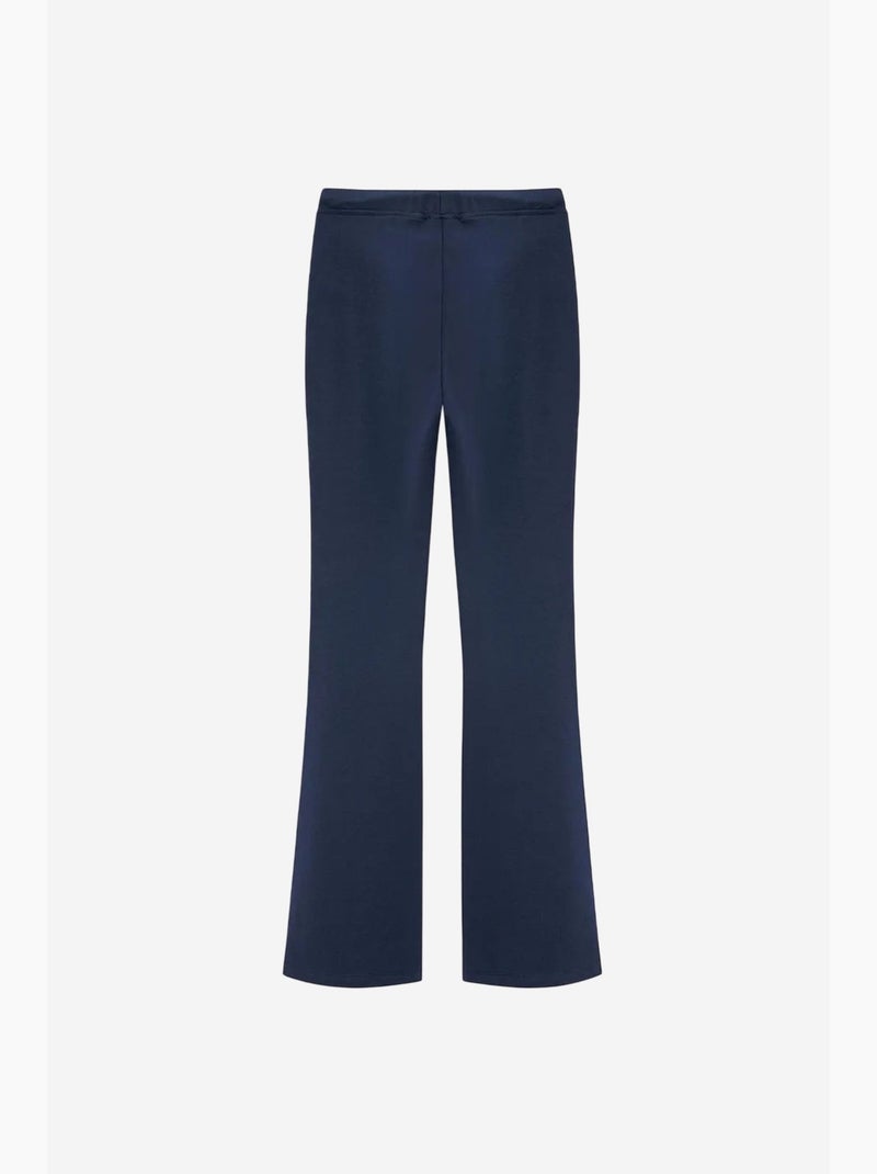 Calças de jersey à boca de sino de cintura média com cordão dilvin Azul-marinho - Kiabi