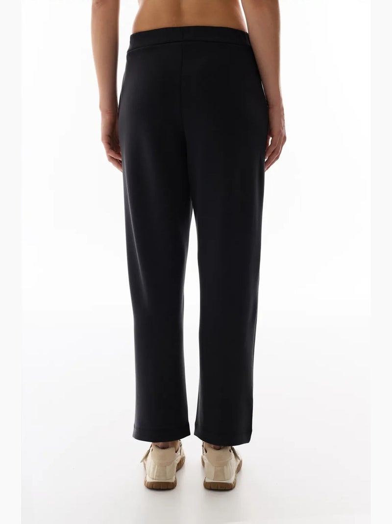 Calças de jersey de perna reta oversized de cintura média penti Preto - Kiabi