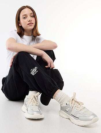 Calças de jogging barrel em algodão liso