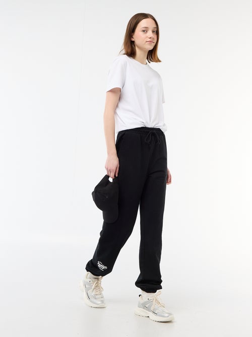 Calças de jogging barrel em algodão liso - Kiabi