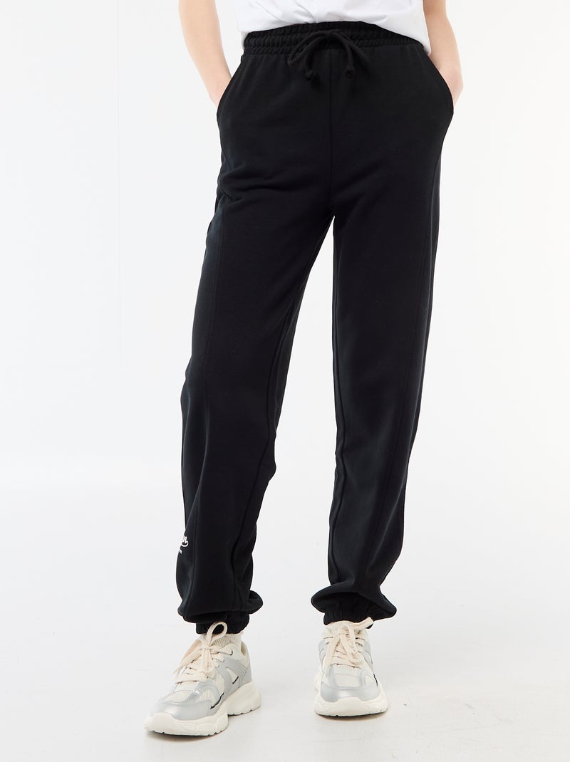 Calças de jogging barrel em algodão liso Preto - Kiabi