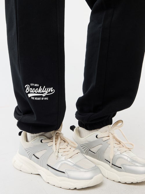 Calças de jogging barrel em algodão liso - Kiabi